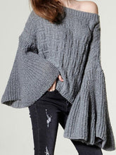 Load image into Gallery viewer, Loose Knitting Solid Color Flared Long Sleeves Sweater Tops