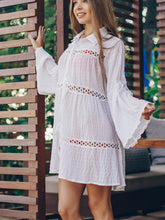Load image into Gallery viewer, Three Dimensional Plaid Matching Lace Style Beach Dress Swimsuit Seaside Sunscreen Blouse