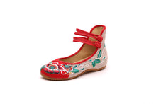 Load image into Gallery viewer, Ethnic style vintage disc buckle embroidered cloth shoes spring and autumn flax round toe women&#39;s single shoes
