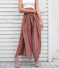 Load image into Gallery viewer, Casual High Waist Split Stripe Wide Leg Pants