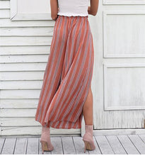 Load image into Gallery viewer, Casual High Waist Split Stripe Wide Leg Pants