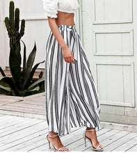 Load image into Gallery viewer, Casual High Waist Split Stripe Wide Leg Pants