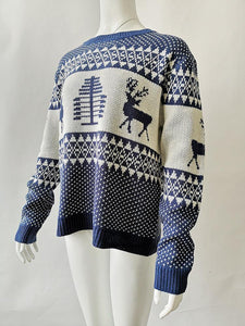 Autumn And Winter New Christmas Geometry Elk Jacquard Sweater