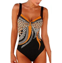 Load image into Gallery viewer, Swimwear sling retro printed ladies jumpsuit sexy backless swimsuit.