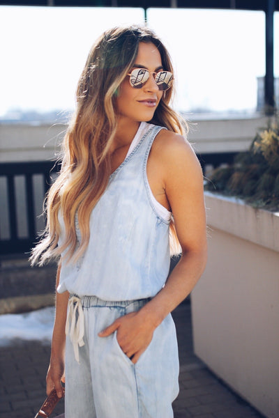 Denim Sleeveless High Waist Casual Jumpsuit Romper