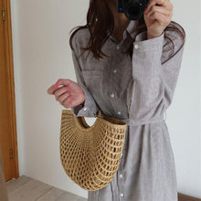 Load image into Gallery viewer, New Beach Portable Simple Moon Hollow Straw Bag