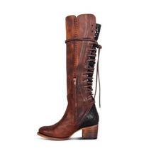 Load image into Gallery viewer, Boho Winter Low Heel Bandage Long Boots