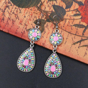 Colorful Inlaid Rice Beads Drop Earrings