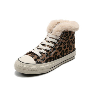 Winter High-Top Leopard Print Wild Warm Snow Boots