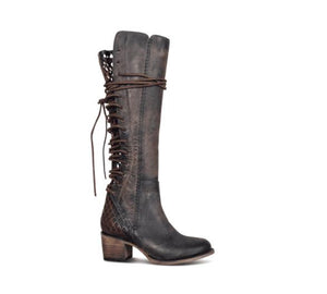 Boho Winter Low Heel Bandage Long Boots