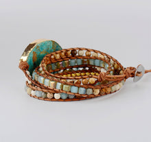 Load image into Gallery viewer, Bohemian Handmade Natural Stones Leather Wrap 5 Layer Bracelet