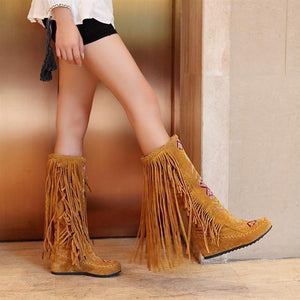 National Style Casual Tassel Bottom Increased Boots