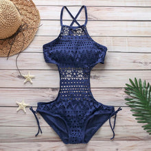 Load image into Gallery viewer, Sexy Solid Color Lace Openwork Bikini Swimsuit
