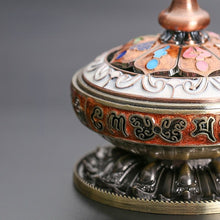 Load image into Gallery viewer, Alloy plate incense burner household Tibetan Eight Treasures Eight Auspicious Sandalwood incense burner Nepal tea ceremony ornaments