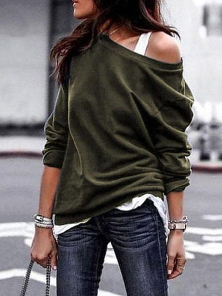 Casual Long Sleeves Solid Color Blouses Shirts Tops