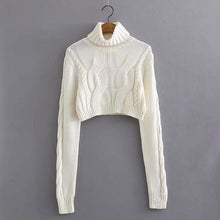 Load image into Gallery viewer, Autumn And Winter High Collar Twist Short Sexy Umbilical Sweater