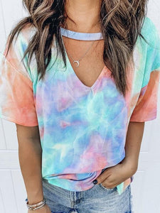 Summer Sexy Frauen Tie Dye Druck Kurz T Shirt