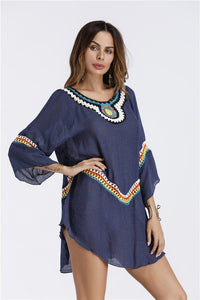 Three Colors Large size fashion loose women Bohemia style cotton in the long section of the shirt