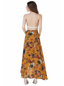 Flower High Waist Split Beach Maxi Skirt