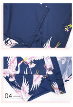 Load image into Gallery viewer, Silk Crane Pajama Girl Summer Mid Sleeve Bride Morning Robe Big Yard Home Robe Bathrobe color34