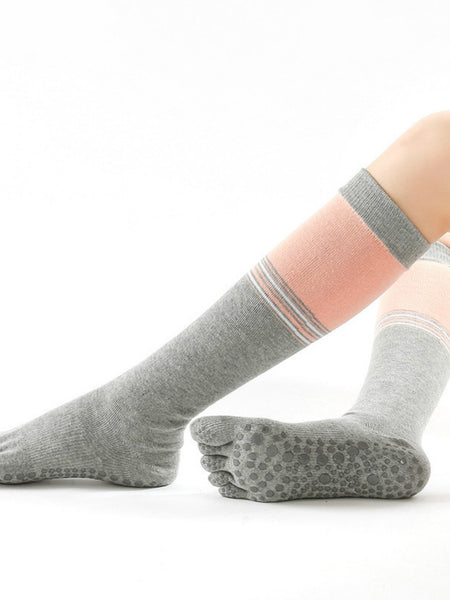 Full finger half finger middle finger lady yoga socks winter wholesale fashion non-slip cotton five-finger yoga stockings