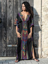 Load image into Gallery viewer, Bohemia Deep V Neck Split-side Elastic Waist Kaftan Beach Dress