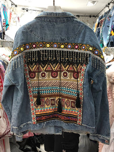 National Wind Embroidery  Old Water-washing and Denim Jacket.