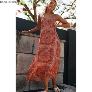 BOHO Inspired Long Boho Dress Sleeveless Straps Summer Dress V-neck Tunic Beach Women Dress