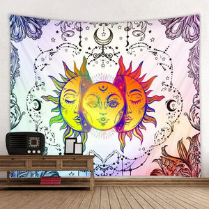Beautiful psychedelic face printing big wall mounted cheap hippie wall hanging bohemian wall tapestry mandala wall art decoratio
