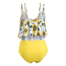 Load image into Gallery viewer, Summer High Waist Sunflower Print Split Swimsuit