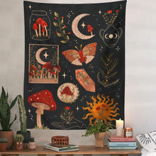 Load image into Gallery viewer, Botanical Cactus Tapestry Wall Hanging Moon Starry Mushroom Chart Hippie Bohemian Tapestries Psychedelic Witchcraft Home Decor