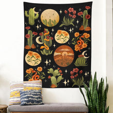 Load image into Gallery viewer, Botanical Cactus Tapestry Wall Hanging Moon Starry Mushroom Chart Hippie Bohemian Tapestries Psychedelic Witchcraft Home Decor