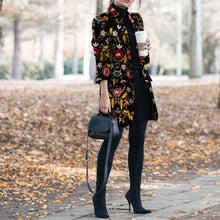 Load image into Gallery viewer, Winter Flower Print Pattern Coats Long Sleeve Vintage Coat Casual Women Slim Coat Jacket Female Outwear