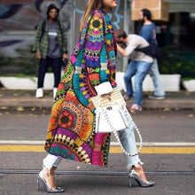 Load image into Gallery viewer, Female Fashion Women Autumn Vintage Print Trench Coat Women Casual Long Coat Cardigan Trench Outerwear