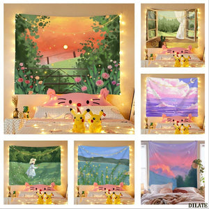 Cute Tapestry Wall Hanging Wall Decor view hanging cloth cute decoration painting tapestry net red background cloth dormitory
