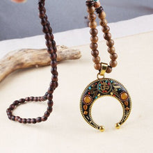 Load image into Gallery viewer, Ethnic Style Vintage Wooden Bead Necklace, Nepalese Style, Handmade and Creative Pendant Jewelry,Sweater necklace For women