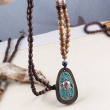 Load image into Gallery viewer, Ethnic Style Vintage Wooden Bead Necklace, Nepalese Style, Handmade and Creative Pendant Jewelry,Sweater necklace For women