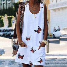 Load image into Gallery viewer, Summer Sleeveless Floral Butterfly Knee Above Casual Loose Mini Dress