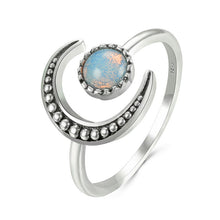 Load image into Gallery viewer, Female Small Moonstone Open Adjustable Ring Silver Color Bridal Engagement Ring Vintage Zircon Stone Wedding Rings For Women