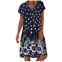 Load image into Gallery viewer, Summer Dot Floral Print V-Neck Short Sleeves Midi Dress