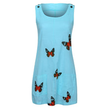 Load image into Gallery viewer, Summer Sleeveless Floral Butterfly Knee Above Casual Loose Mini Dress