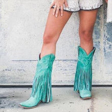 Load image into Gallery viewer, Boho Women Bohemia Style Gladiator Motorcycle Boots Fringed Cowboy Autumn Women Tassel Shoes