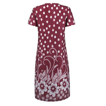 Load image into Gallery viewer, Summer Dot Floral Print V-Neck Short Sleeves Midi Dress