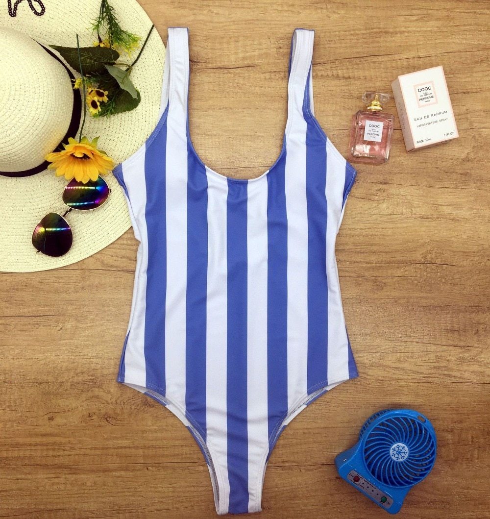 Women Sexy Bikinis Sets One Piece Striped Swimsuit – bydudecom