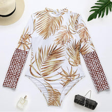 Load image into Gallery viewer, Print  One Piece Swimsuit Long Sleeve Swimwear Bathing Suit Retro Swimsuit Vintage Surfing Swimsuits