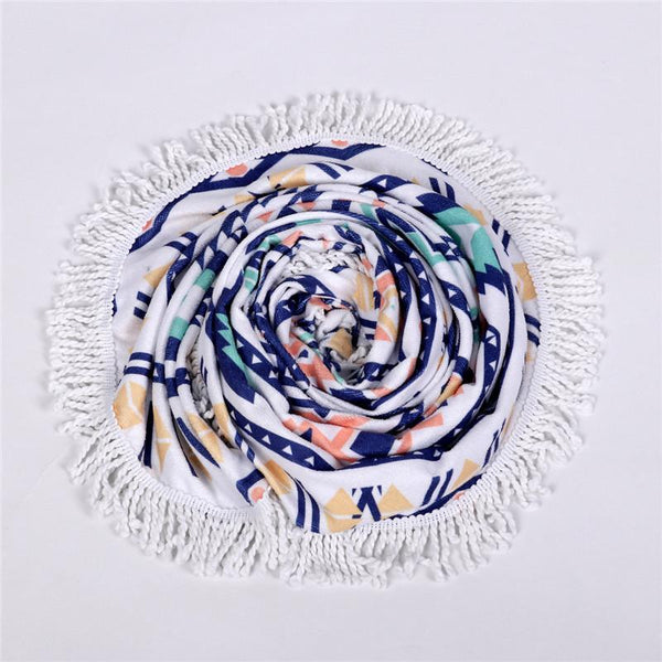 Big Round Beach Towel Colorful Quicksand Print Shower Bath Towels Beach Mat