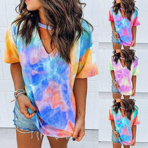 Summer Sexy Frauen Tie Dye Druck Kurz T Shirt