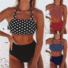 Load image into Gallery viewer, Women Bikini Set Halter Vest Beach High Waist Dot Swimwear