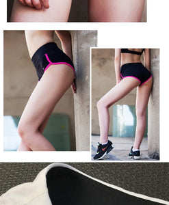 BESGO Sexy Exercise Shorts Women Slim Mini length Fold-over Waistband Pilates Running Yoga Shorts Push Up Sports Clothing