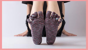 Reallion Women Backless Non-Slip Cotton Massage Sport Yoga Socks Breathable Pilates Fitness Workout Gym Yoga Socks Fingers Socks
